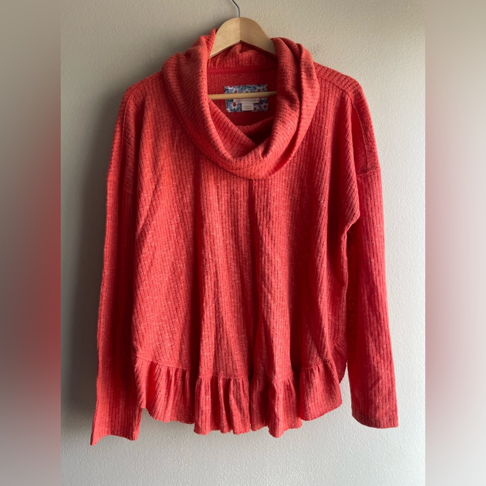 Anthropologie Maeve Women Turtleneck Orange Sweater Size Medium